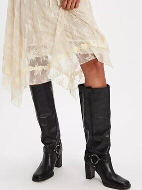 Free People Made in Portugal Heidi Harness Leather Tall Boots Women's Size 9.5